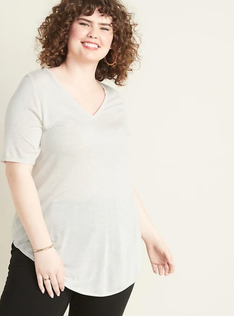 Old Navy Luxe Metallic-Knit Plus-Size V-Neck Tunic Tee