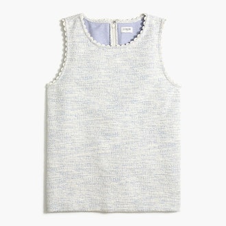 Textured tank top with scallop trim