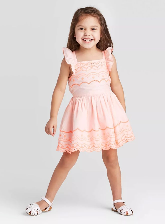 Cat & Jack Toddler Girls' Tank Top Woven Eyelet Dress in Pink