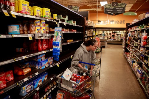 A shopper searches for food