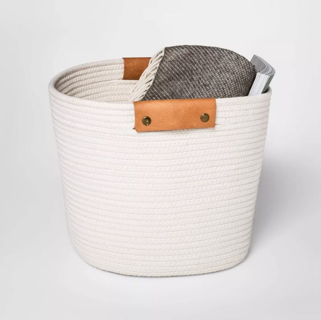 Threshold Decorative Coiled Rope Square Base Tapered Basket 