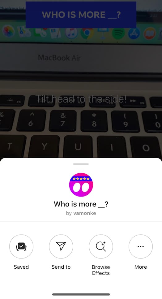 The Who Is More? filter lets you and another person answer different questions together.
