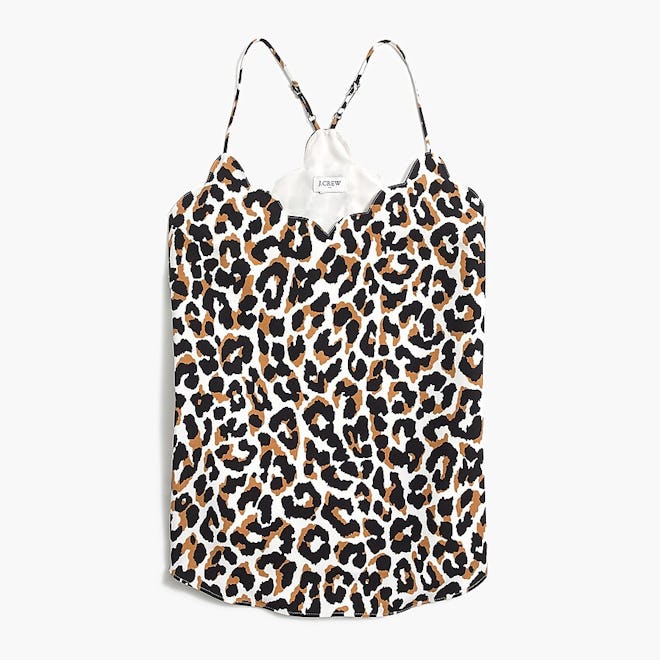 Leopard scalloped cami top