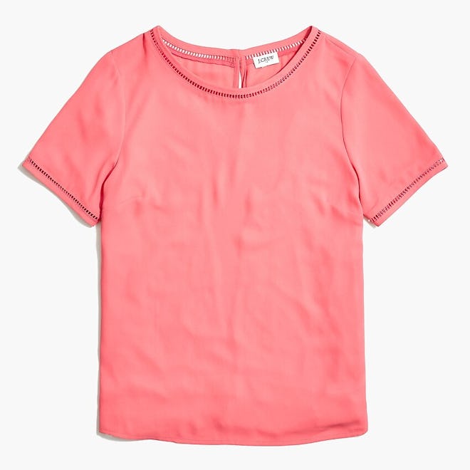 Short-sleeve top with ladder trim