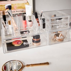 Acrylic containers are perfect for organizing makeup, like this one from Wayfair.