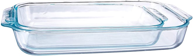 Pyrex Basics Clear Glass Baking Dishes (2-Pack: 13 by 9 inches, and 11 by 7 inches) 