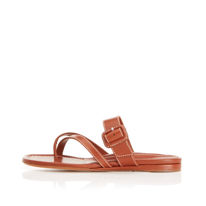 Hayley | Leather Thong Sandal With Buckle Detail