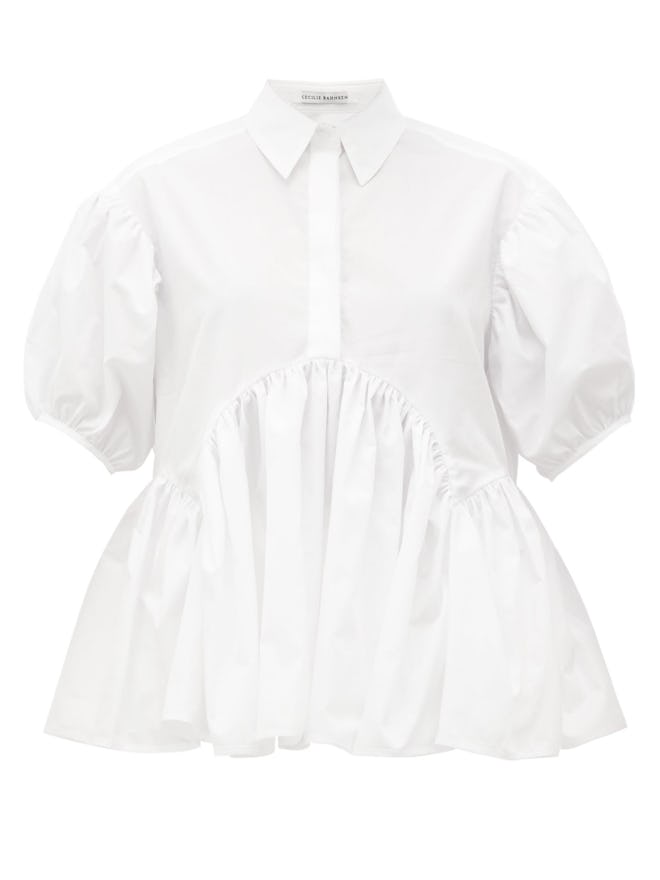 Ellie Puff-Sleeve Cotton-Poplin Blouse