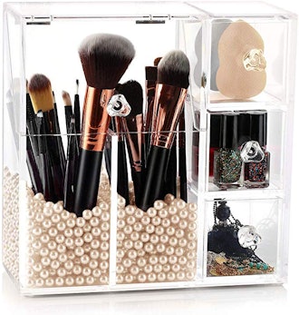 Acrylic Makeup Organizer With Makeup Brush Holder