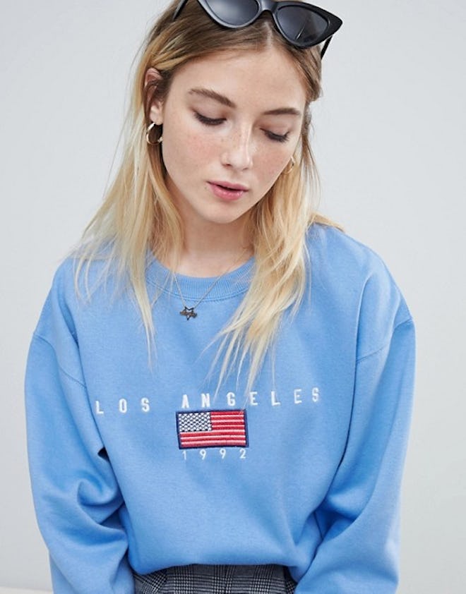 Daisy Street Relaxed Sweatshirt with vintage los angeles embroidery