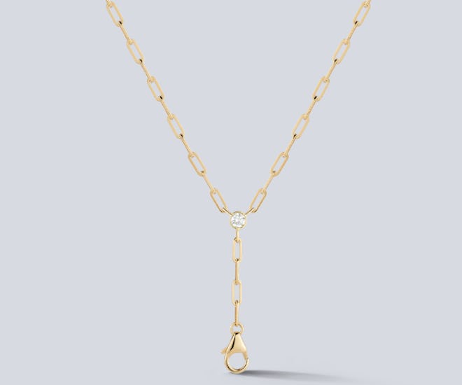 Prive Small Trace Chain Y Necklace with Diamond