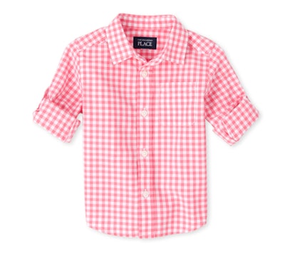 Baby And Toddler Boys Gingham Poplin Matching Button Down Shirt