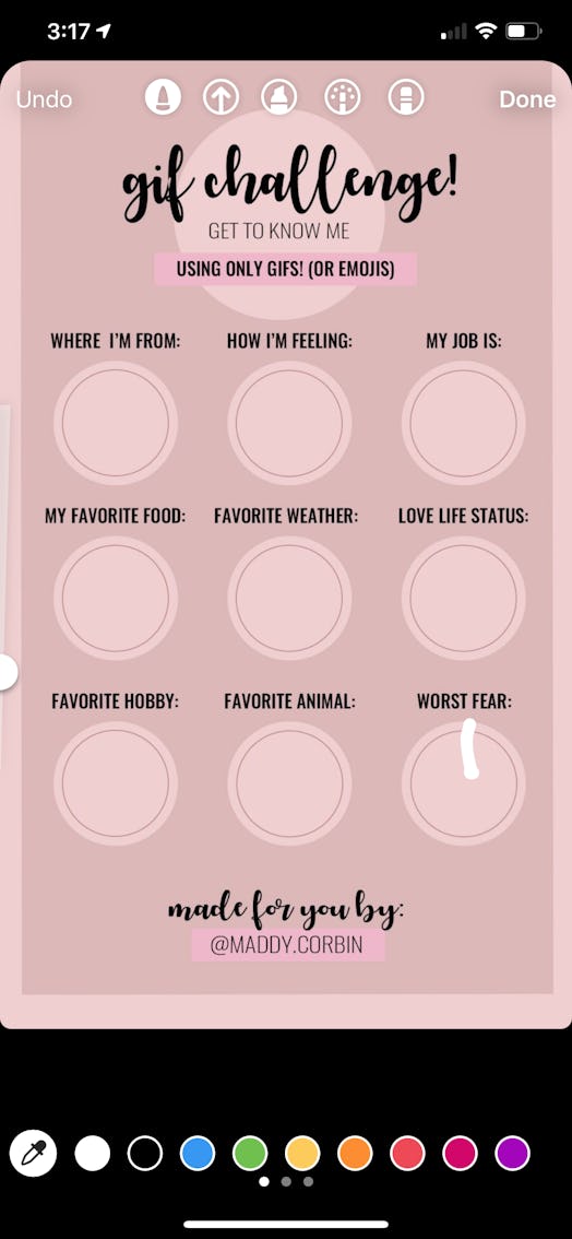 This is an example of a "my favorite things" gif challenge template. 