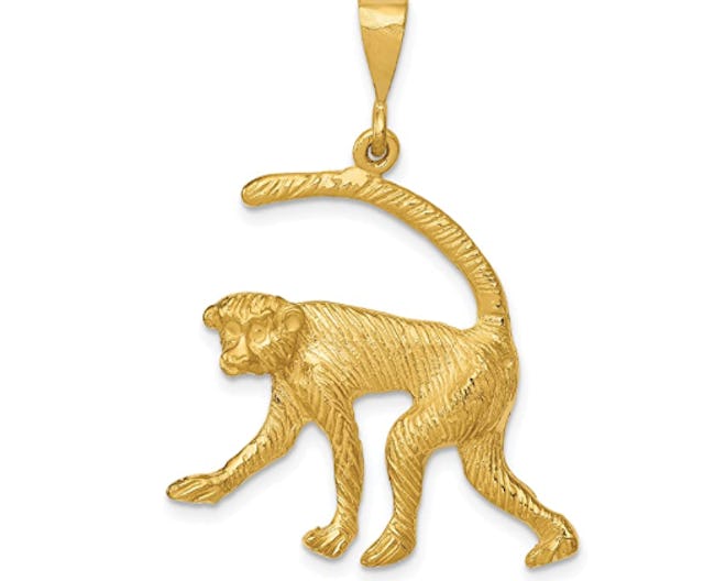 14k Yellow Gold Monkey Charm Pendant