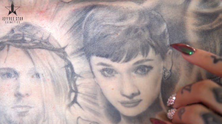 Jeffree Star's tattoo of Audrey Hepburn.