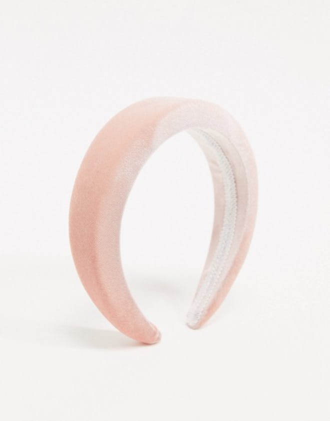Pieces Padded Pink Velvet Headband 