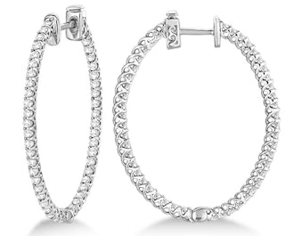 14k Gold Lucida Oval-Shaped Diamond Hoop Earrings (2.00ct)