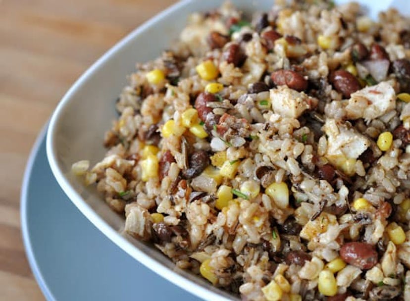 Southwest rice and bean salad is one recipe you can make from pantry staples that your kids will act...