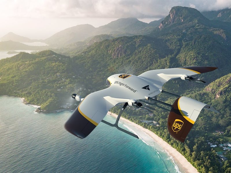 Illustration of a new delivery drone in air