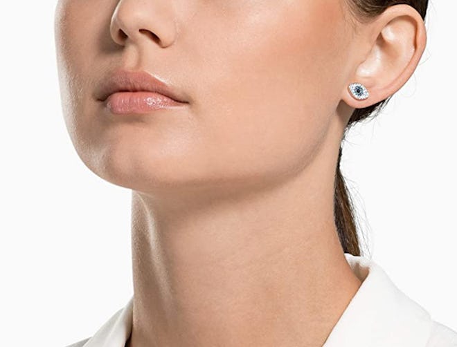 Women's Symbolic Stud Pierced Earrings, Blue, Rose-gold tone plated