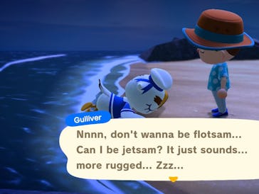 Beach scene in "Animal Crossing: New Horizons"