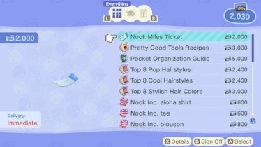 Buying the Nook Miles Ticket in "Animal Crossing: New Horizons"