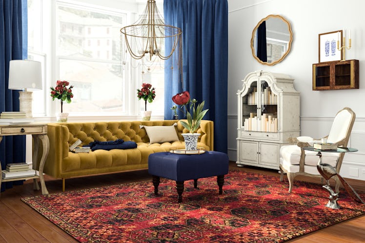 A home is beautifully decorated on Modsy to resemble Belle's home from Disney's 'Beauty and the Beas...