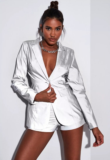 Silver Co Ord Reflective Tailored Jacket