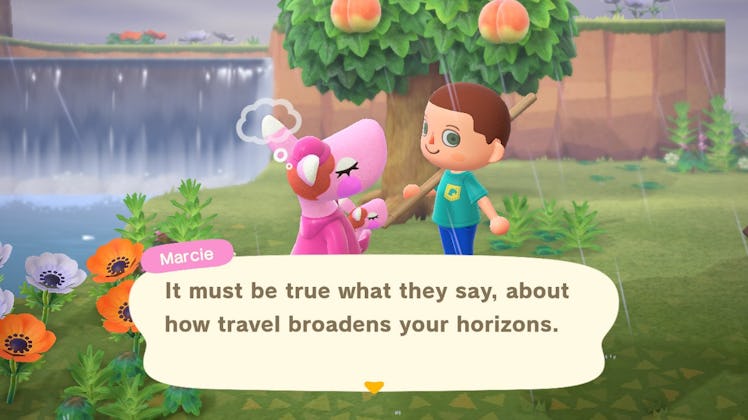Marcia saying "It must be true what they say, about how travel broadens your horizons" in "Animal Cr...