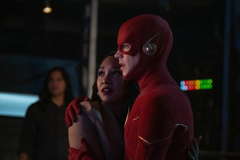 Candice Patton as Iris West-Allen and Grant Gustin as The Flash