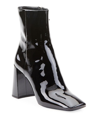 Patent Leather Block-Heel Booties