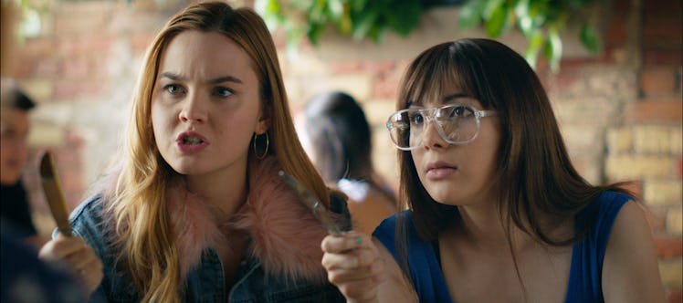 (L - R) Liana Liberato as Clara and Hannah Marks as April in the comedy, “ BANANA SPLIT ,” a Vertica...