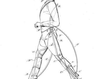 Illustration of a superhuman walking