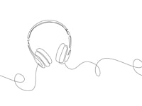 Drawing of green headphones on a white background