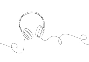 Drawing of green headphones on a white background