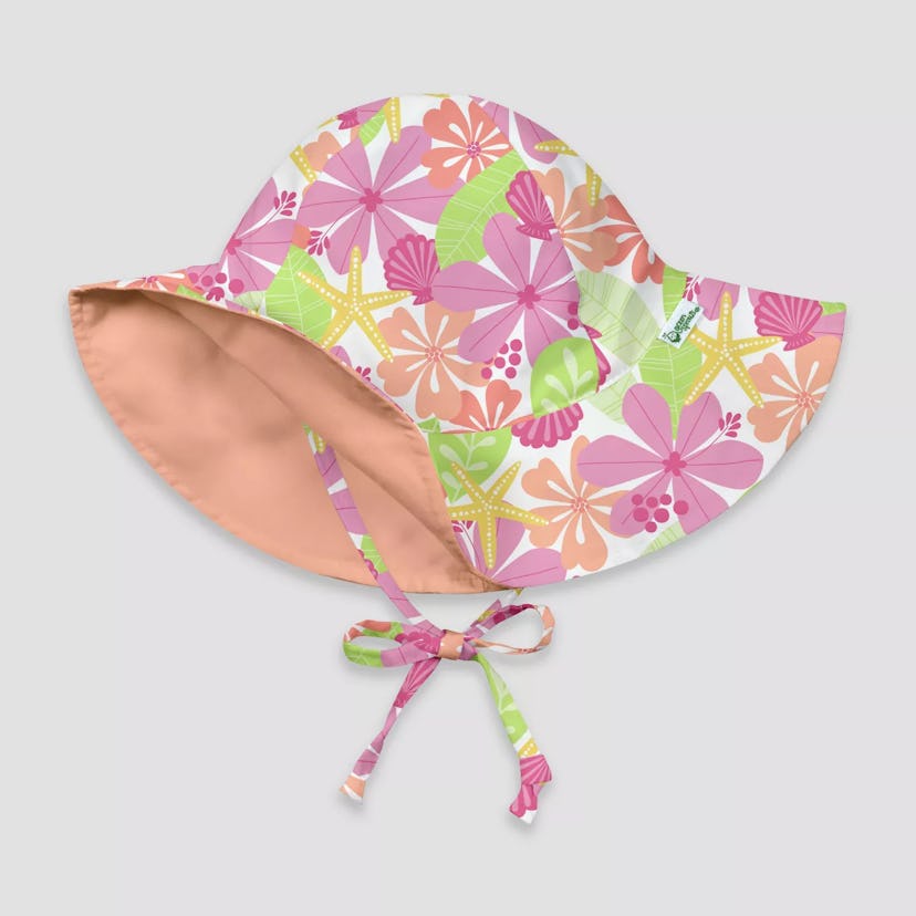 I Play By Green Sprouts Baby Girls' Floral Reversible Brim Swim Hat