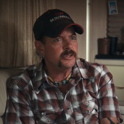 Joe Exotic gives an interview in Tiger King on Netflix. 