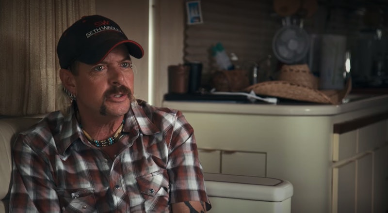 Joe Exotic gives an interview in Tiger King on Netflix. 