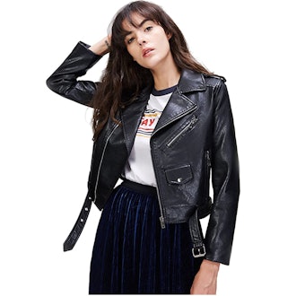 LY VAREY LIN Faux Leather Motorcycle Jacket 