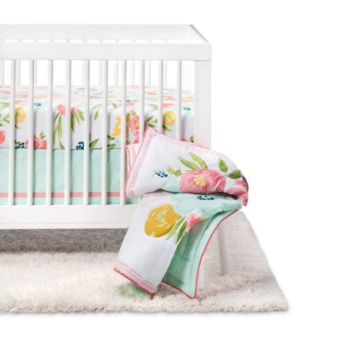 Crib Bedding Set Floral Fields 4pc - Cloud Island™ Pink/Mint