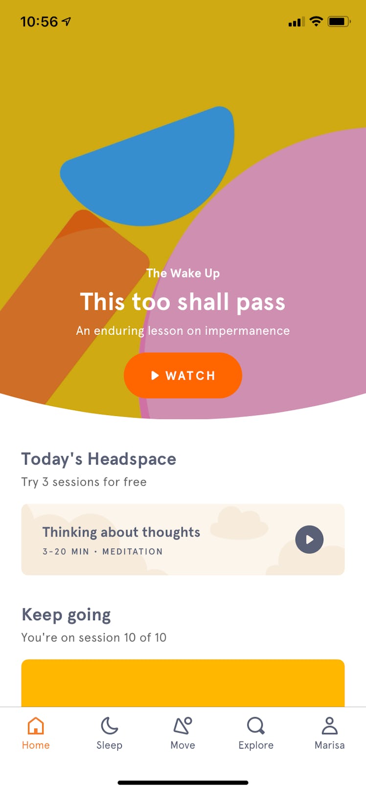 The Headspace: Meditation & Sleep app guides you through mindfulness courses and fun animations.