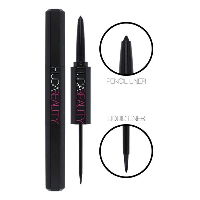 sweat-proof eyeliner: Huda Beauty Life Liner Double Ended Eyeliner Liquid & Pencil