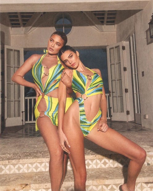 Kendall and Kylie Jenner in matching spring swimsuits
