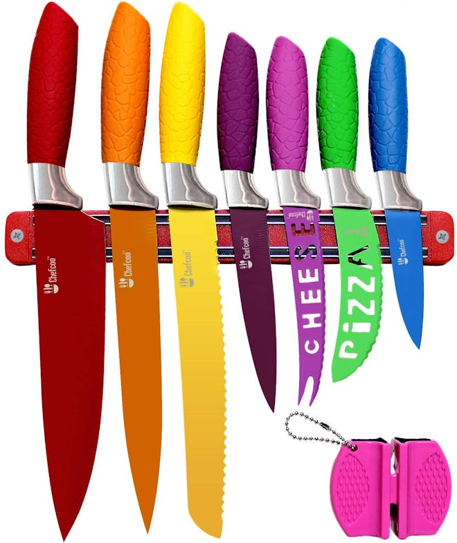 Chefcoo Kitchen Knife Set Plus Magnetic Strip and Sharpener