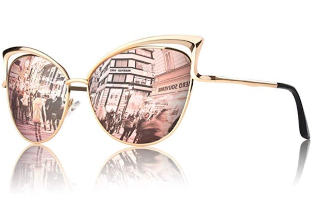 GQUEEN Mirrored Cat Eye Sunglasses