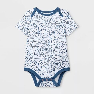 Baby Boys' Short Sleeve Dino Print Bodysuit - Cat & Jack™ White