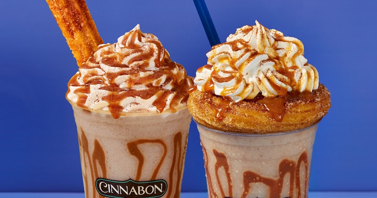 This New Frozen Drink From Cinnabon Tastes Like Dessert & Is Topped With A Churro