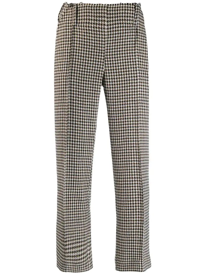 Houndstooth Check Cropped Trousers