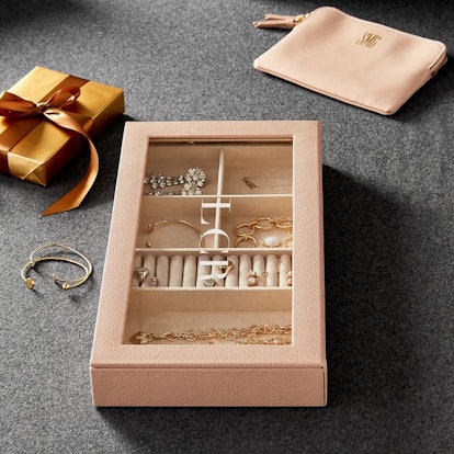 Light pink box for keeping a jewelry collection