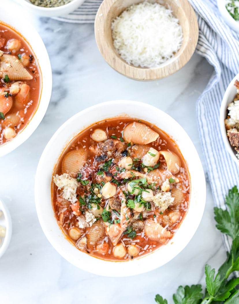 Chickpea pasta soup is a recipe you can make from pantry staples that your kids will actually eat.